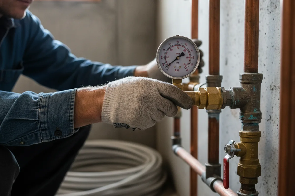 Pressure testing a repaired line during Water Line Repair in Califon